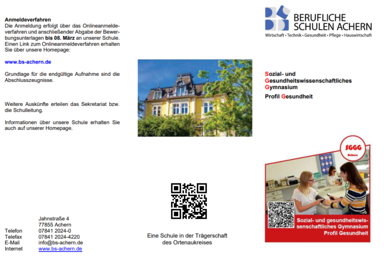 Sozialwissenschaftliches Gymnasium Berufliche Schulen Achern Sozialwissenschaftliches Gymnasium Berufliche Schulen Achern